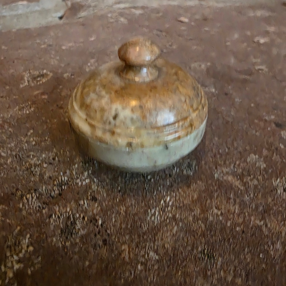 Vintage Miniature Onyx Stone Trinket Box Small Round Carved Marble Jar India - Picture 3 of 6